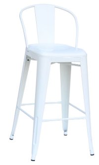 White Round Back Indoor-Outdoor Metal Bar Stool (Set of 4)