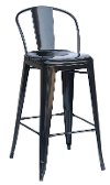 Black Round Back Indoor-Outdoor Metal Bar Stool (Set of 4)