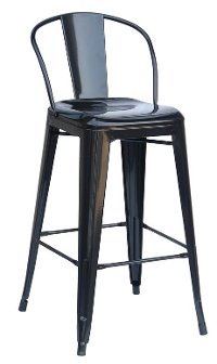 Black Round Back Indoor-Outdoor Metal Bar Stool (Set of 4)