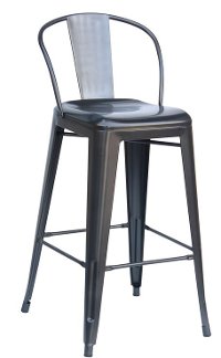Charcoal Round Back Indoor-Outdoor Metal Bar Stool (Set of 4)