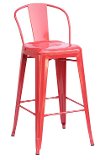 Red Round Back Indoor-Outdoor Metal Bar Stool (Set of 4)