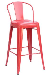 Red Round Back Indoor-Outdoor Metal Bar Stool (Set of 4)