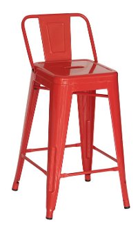 Red Square Back Counter Height Stool (Set of 4)