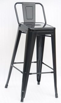Black Indoor-Outdoor Square Back Bar Stool (Set of 4)