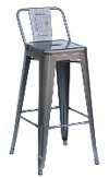 Charcoal Indoor-Outdoor Square Back Bar Stool (Set of 4)