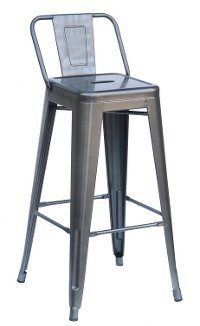 Charcoal Indoor-Outdoor Square Back Bar Stool (Set of 4)