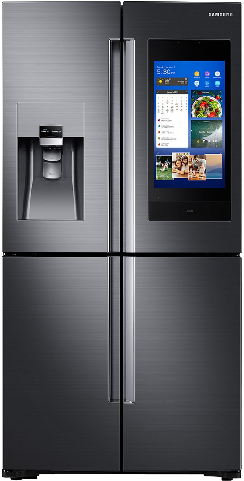 Samsung 4 Door French Door Smart Refrigerator with Family Hub and Samsung Smart Fridge Black Stainless Steel