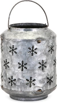 8 Inch Galvanized Iron Christmas Snowflake Lantern