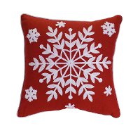 Red and White Snowflake Throw Pillow