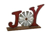 Red and Metal Joy Windmill Table Top Decor