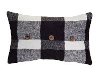Black and White Plaid Throw Pillow with Buttons
