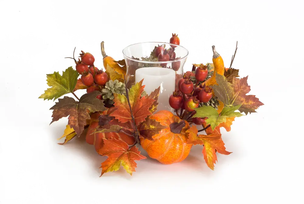 Fall Leaves and Pumpkin Candle Holder-1