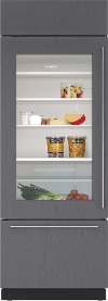 BI-30UG/O-LH Sub-Zero 30 Inch Classic Bottom Freezer Refrigerator with Glass Door- Panel Ready, Left Hinge