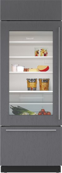 BI-30UG/O-LH Sub-Zero 30 Inch Classic Bottom Freezer Refrigerator with Glass Door- Panel Ready, Left Hinge