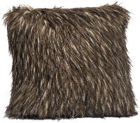 Dark Gray Faux Fur Throw Pillow