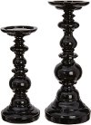 13 Inch Black Resin Candle Holder