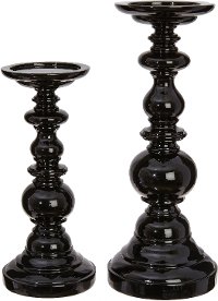 13 Inch Black Resin Candle Holder