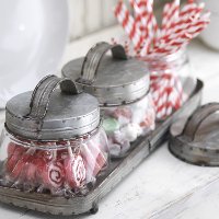 Glass and Metal Lidded Jars and Tray-2