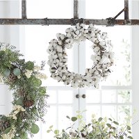 White Cotton Ball Wreath Arrangement-2