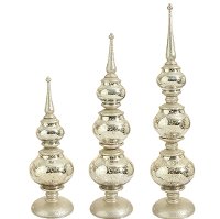 21 Inch Mercury Glass LED Lighted Antique Finial