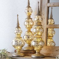 21 Inch Mercury Glass LED Lighted Antique Finial-2