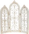27 Inch Distressed White Tri-Fold Fire Screen