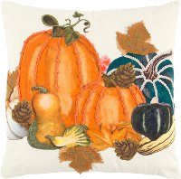 Orange and Multi-Color Pumpkin Throw Pillow