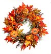 26 Inch Pumpkin, Gourd and Cedar Maple Leaf Wreath