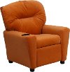 Orange Microfiber Kids Recliner with Cup Holder