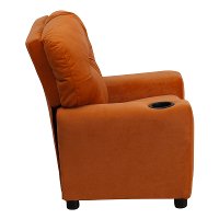 Orange Microfiber Kids Recliner with Cup Holder-2