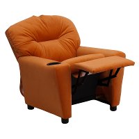 Orange Microfiber Kids Recliner with Cup Holder-5