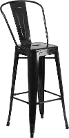 High Back Black Indoor-Outdoor Metal Bar Stool - Bistro