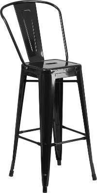High Back Black Indoor-Outdoor Metal Bar Stool - Bistro