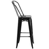 High Back Black Indoor-Outdoor Metal Bar Stool - Bistro-2