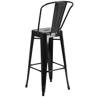 High Back Black Indoor-Outdoor Metal Bar Stool - Bistro-3