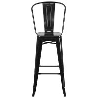 High Back Black Indoor-Outdoor Metal Bar Stool - Bistro-4