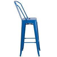 High Back Blue Indoor-Outdoor Metal Bar Stool-2