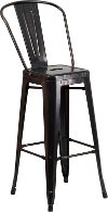 High Back Antique Black Indoor-Outdoor Metal Bar Stool
