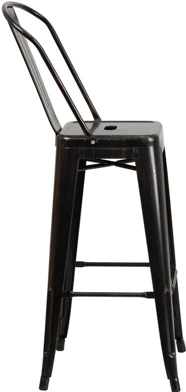 High Back Antique Black Indoor-Outdoor Metal Bar Stool-2