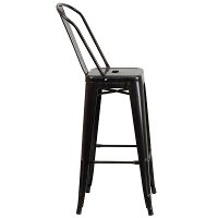 High Back Antique Black Indoor-Outdoor Metal Bar Stool-2