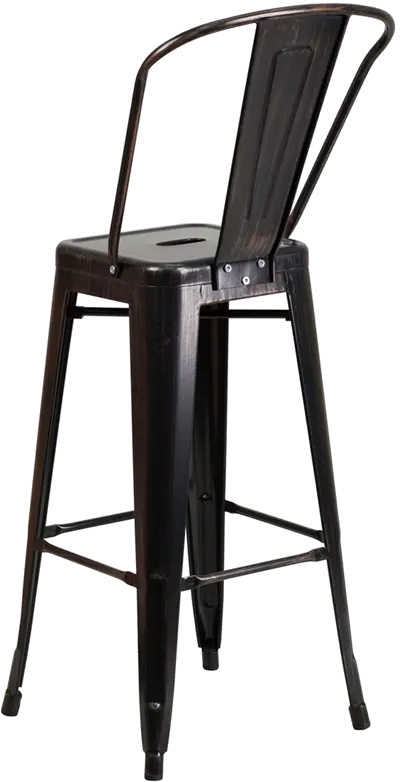 High Back Antique Black Indoor-Outdoor Metal Bar Stool-3