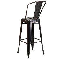 High Back Antique Black Indoor-Outdoor Metal Bar Stool-3