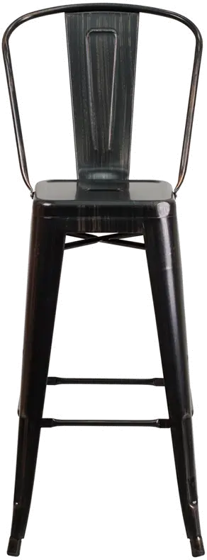 High Back Antique Black Indoor-Outdoor Metal Bar Stool-4