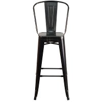 High Back Antique Black Indoor-Outdoor Metal Bar Stool-4