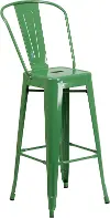 High Back Green Indoor-Outdoor Metal Bar Stool - Bistro