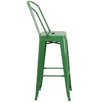 High Back Green Indoor-Outdoor Metal Bar Stool - Bistro-2