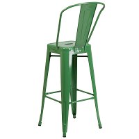 High Back Green Indoor-Outdoor Metal Bar Stool - Bistro-3