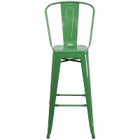 High Back Green Indoor-Outdoor Metal Bar Stool - Bistro-4