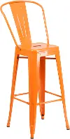 High Back Orange Indoor-Outdoor Metal Bar Stool - Bistro