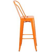 High Back Orange Indoor-Outdoor Metal Bar Stool - Bistro-2